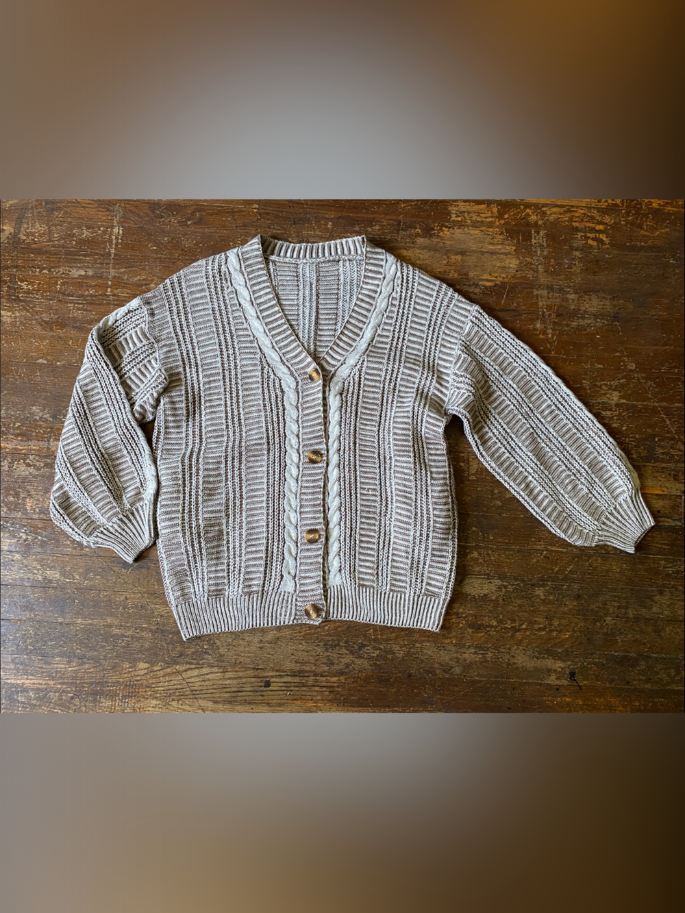 Cupshe Cozy Cream Cable-Knit Button Cardigan Size MD